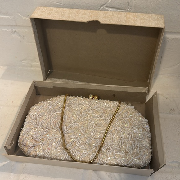 Vintage Handbags - Vintage Beaded Snap Close Bag Made in Hong Kong with Original Box